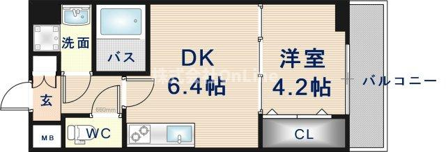 東大阪市高井田西６丁目の賃貸マンションの間取り