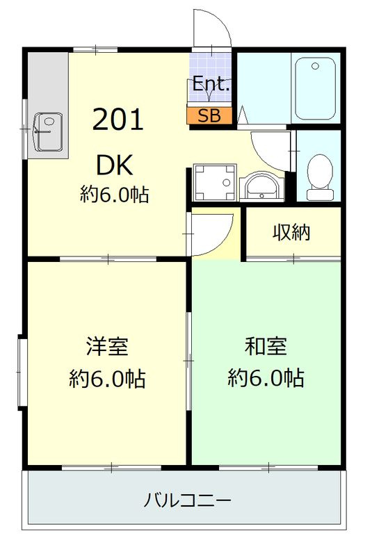 横浜市磯子区杉田５丁目の賃貸マンションの間取り