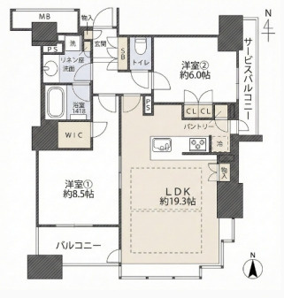 ブランズタワー南堀江の間取り