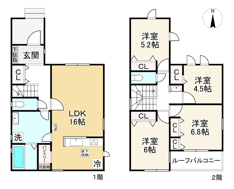 リナージュ野洲市近江富士１丁目　１期　１号棟の間取り