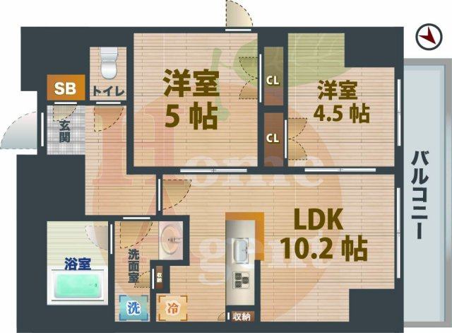 【間取り】 | セリオ落合東中野 | 2LDKのお部屋です。