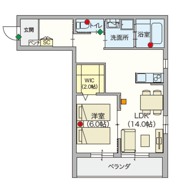 (シニア限定)ヘーベルヴィレッジクレイプマートルの間取り