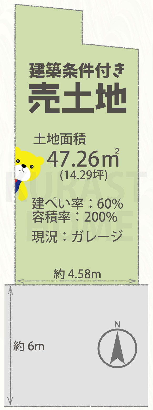 京都市南区東九条中札辻町　建築条件付き土地