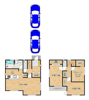 【間取り】 | 公園南矢田２丁目　新築分譲住宅　全３区画 | 【２ＳＬＤＫ】ゆとり収納が魅力の間取になっています。趣味のお部屋も作れますね♪資料請求だけでもお気軽にお問い合わせください！