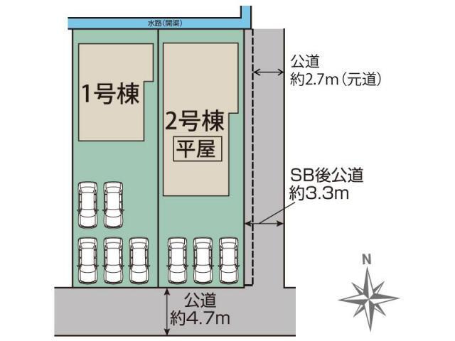 新築戸建て・仲介手数料無料）一宮市北方町北方２棟／１期１号棟の区画図|一宮市北方町北方2棟 区画図