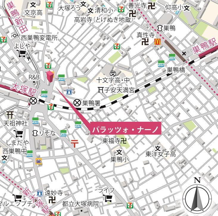 豊島区北大塚２丁目の賃貸マンションの地図