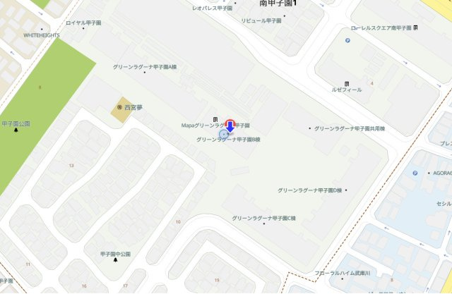 グリーンラグーナ甲子園B棟の地図