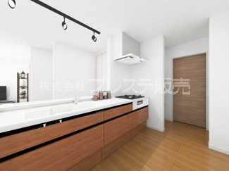 【キッチン】 | 奈良市中山町西２丁目の新築一戸建 全２区画 | １号地キッチン完成イメージ／人気の対面キッチン♪