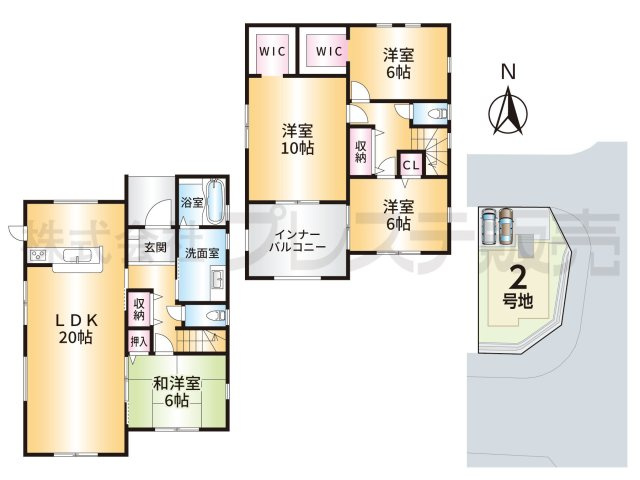 奈良市中山町西２丁目の新築一戸建 全２区画の間取り|２号地間取図