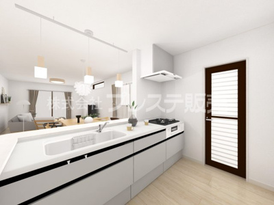 【キッチン】 | 奈良市中山町西２丁目の新築一戸建 全２区画 | ２号地キッチン完成イメージ／人気の対面キッチン♪