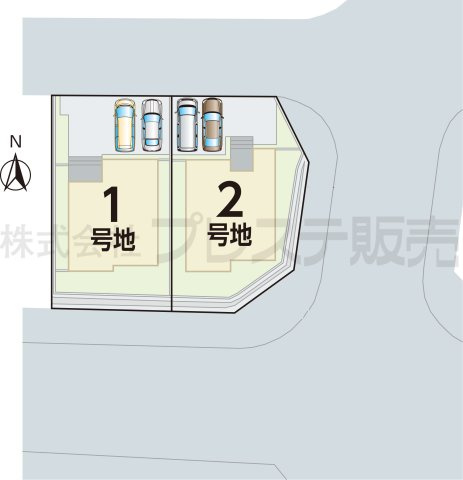 奈良市中山町西２丁目の新築一戸建 全２区画の区画図|全体区画図