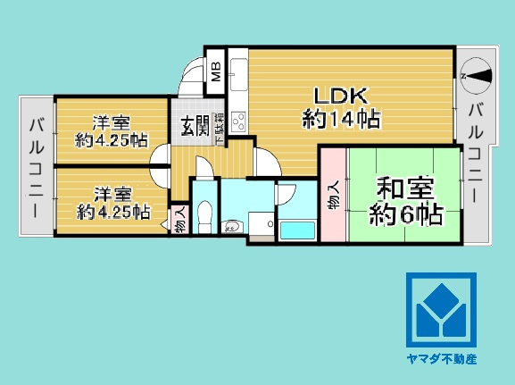 シャルマンコーポ伊丹2号棟の間取り