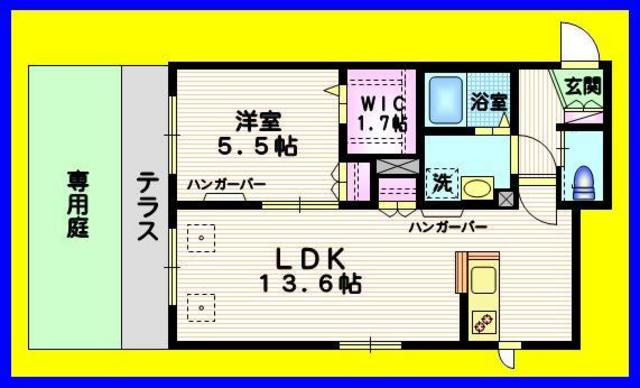 ガーデン長良の間取り|【間取り】　テラス付き