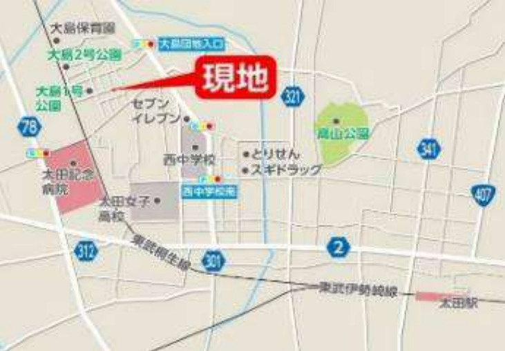 【中古】太田市大島町１期　３LDKの地図
