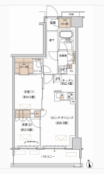 プライムネクサス大森北の間取り|収納豊富な南向きの2LDK