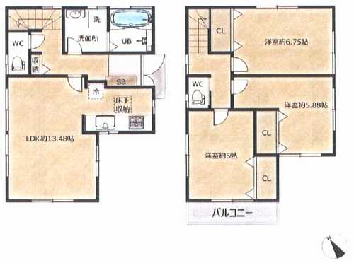 藤沢市遠藤　中古戸建　の間取り