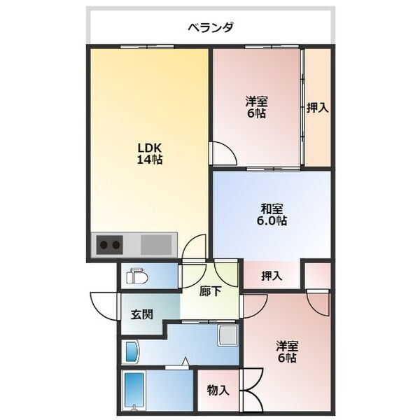 ドミールFUTABA　B棟の間取り