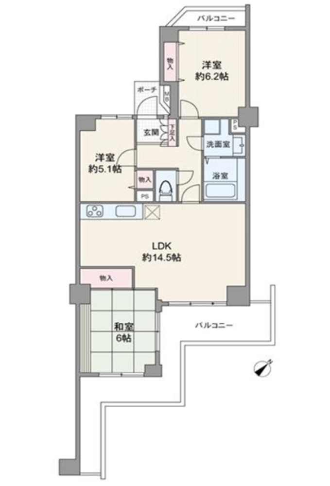 本山ロイヤルマンションの間取り|部屋の隅々に明るい光が満ちる、多面採光。明るい日差しがあれば、気分もいつもごきげんで温かい空間が生まれます。