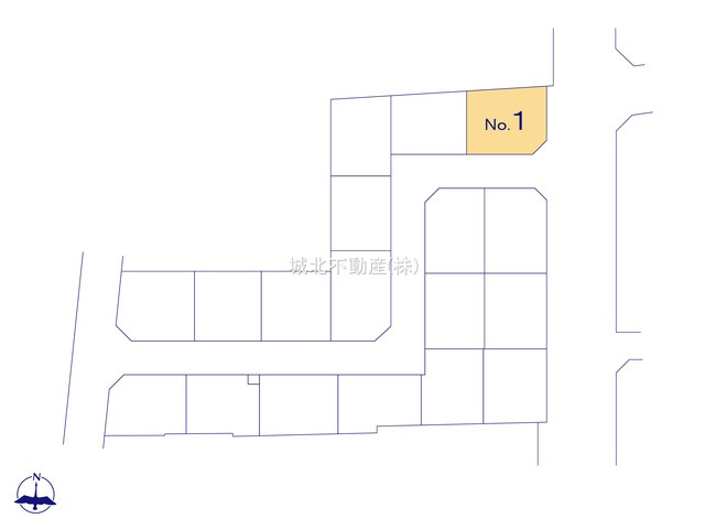 杉並区清水3丁目 全18区画 1号地の区画図|全18区画の大規模開発分譲地です