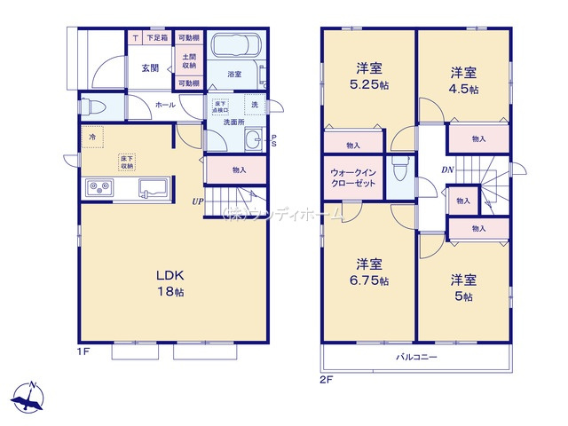 春日部市一ノ割　新築一戸建て　D号棟の間取り