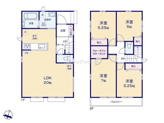 春日部市一ノ割　新築一戸建て　E号棟の間取り