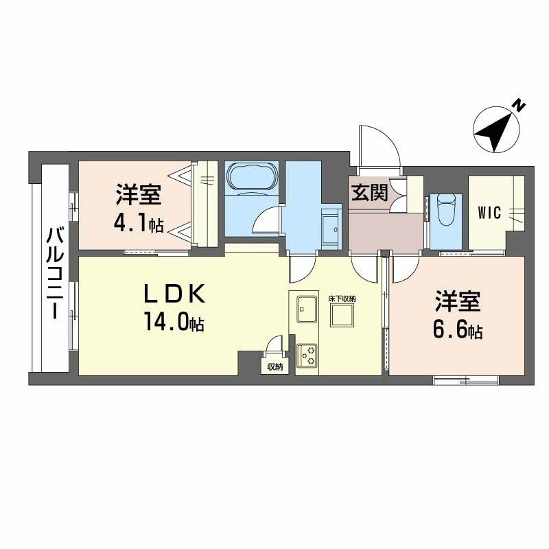 熊本市中央区白山１丁目の賃貸マンションの間取り
