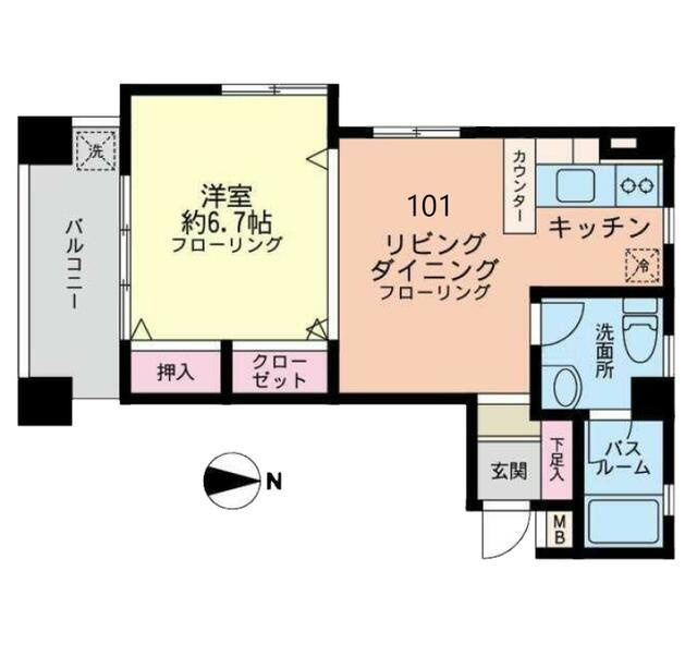 横浜市港北区篠原北２丁目の賃貸マンションの間取り