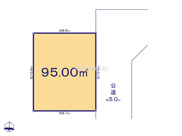 杉並区清水3丁目 全18区画 4号地の土地図|東側約5.0ｍ道路公道に接道する整形地95.00㎡(約28.73坪)