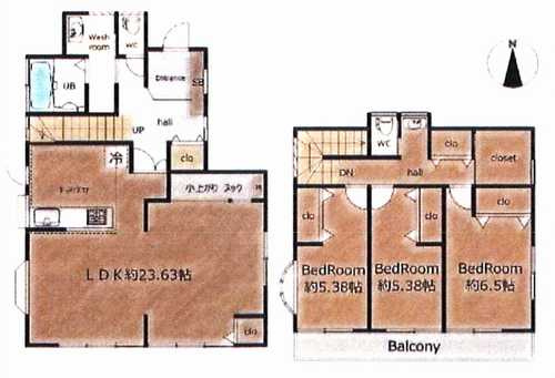 藤沢市並木台1丁目　中古戸建の間取り