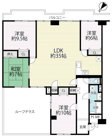 ◆リフォーム済◆橋本駅徒歩２分◆５階建て最上階の南東角住戸の４ＬＤＫ◆メロディーハイム希望ヶ丘の間取り