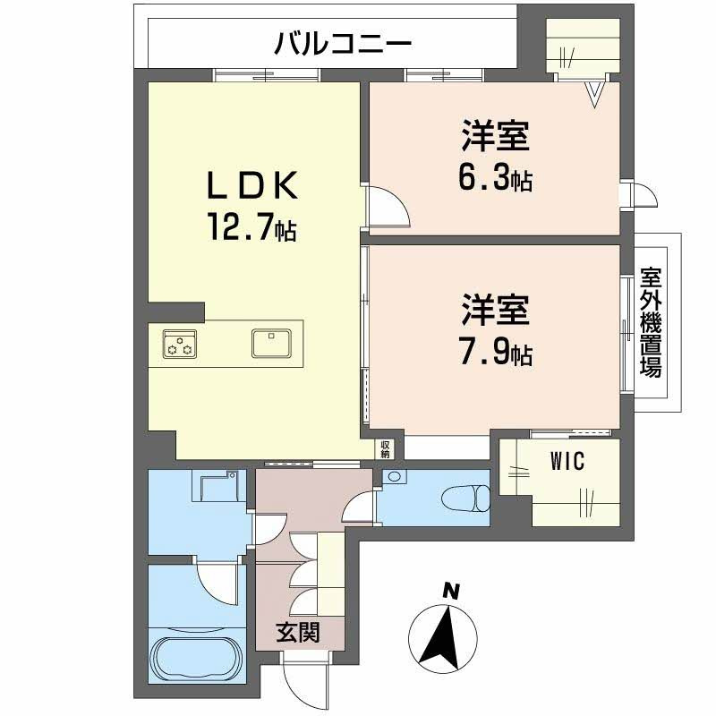 熊本市中央区水前寺１丁目の賃貸マンションの間取り
