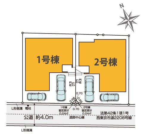 西東京市南町2丁目　新築一戸建　西武新宿線　田無の区画図