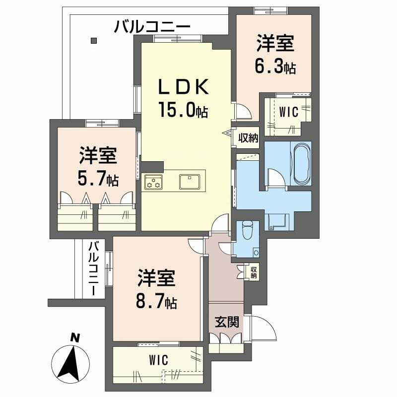 熊本市中央区水前寺１丁目の賃貸マンションの間取り