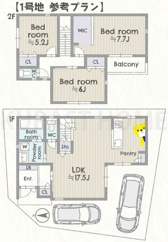 長岡京市調子1丁目　建築条件付き土地の参考プラン