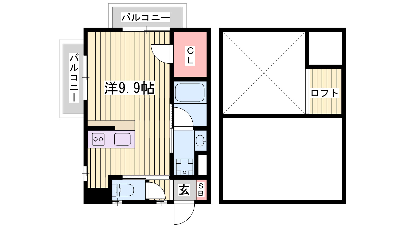 神戸市垂水区海岸通のハイツの間取り