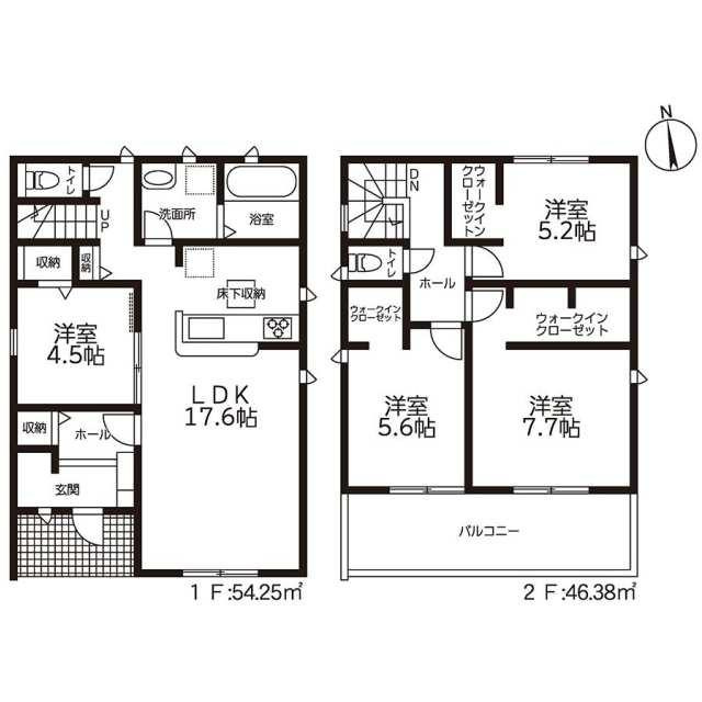 新築戸建て・仲介手数料半額）一宮市第２木曽川町　３号棟の間取り