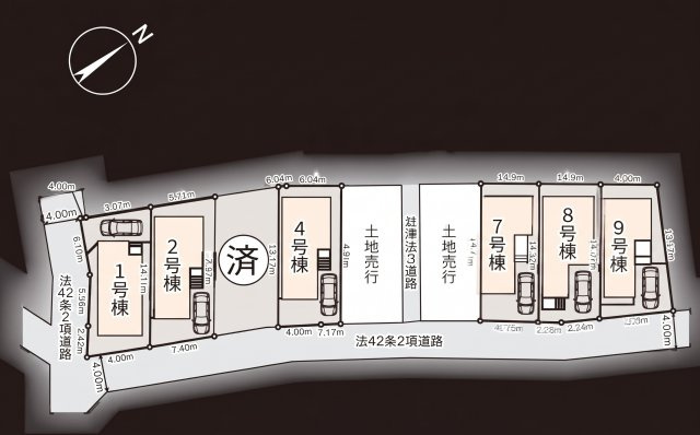 港北区下田町3丁目　4号棟の区画図