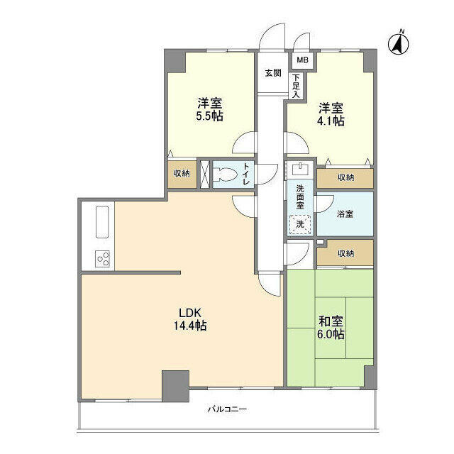 横浜市神奈川区子安通３丁目の賃貸マンションの間取り