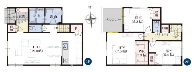 新築戸建　静岡市駿河区向敷地四丁目4期　全7棟　2号棟の間取り|間取図