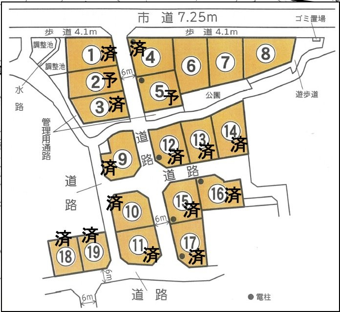 売地No.220 清水町（分譲地全19区画）の区画図