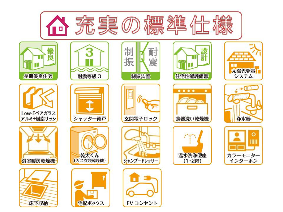 奈良市帝塚山南２丁目の新築一戸建のその他|長期優良住宅、耐震等級３＆制震装置、住宅性能評価書を取得、太陽光発電設置の省エネ仕様の建物です