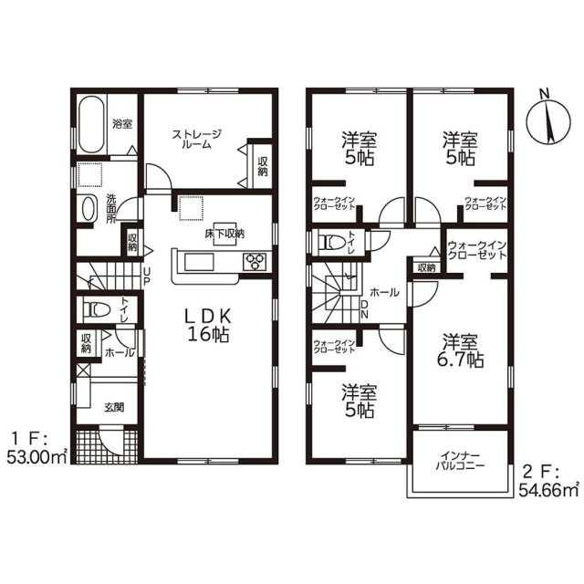 新築戸建て・仲介手数料無料）一宮市第２木曽川町　４号棟の間取り