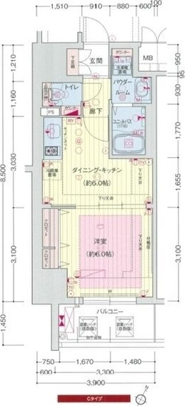 プレサンス三宮フラワーロードの間取り