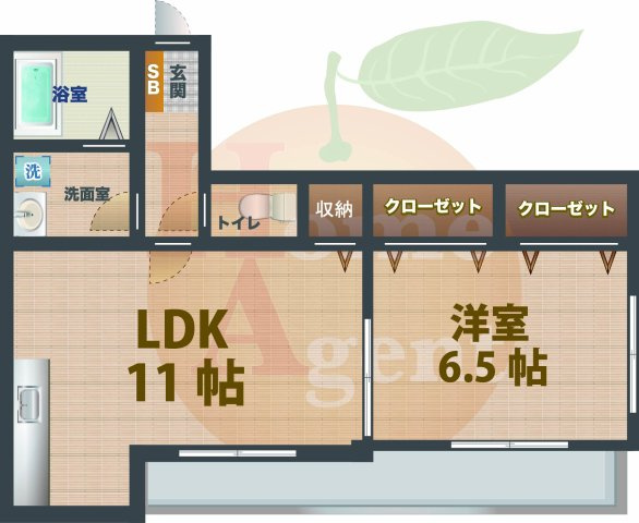 【間取り】 | ルーエ白鷺 | 1LDKのお部屋です。