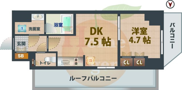 【間取り】 | パークアクシス新宿西落合 | 1DKのお部屋です。