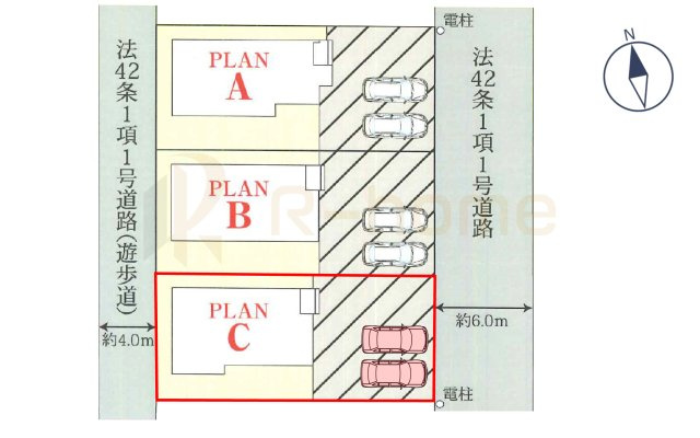 龍ケ崎市城ノ内4丁目　新築戸建て　C号棟の区画図|大きなお買い物だからこそ、メリット・デメリットを伝えさせて頂きます。
R-homeにお任せください♪
