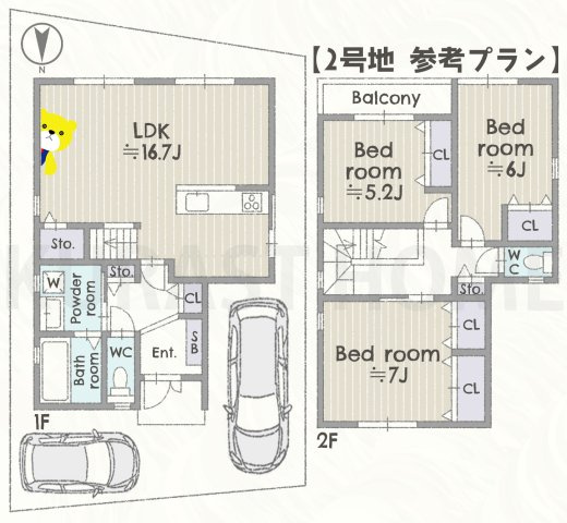 長岡京市調子1丁目　建築条件付き土地の参考プラン