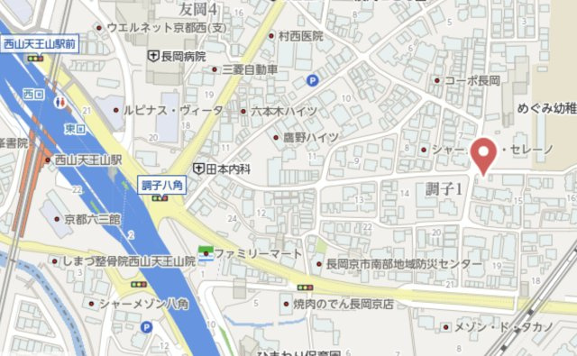 長岡京市調子1丁目　建築条件付き土地の地図