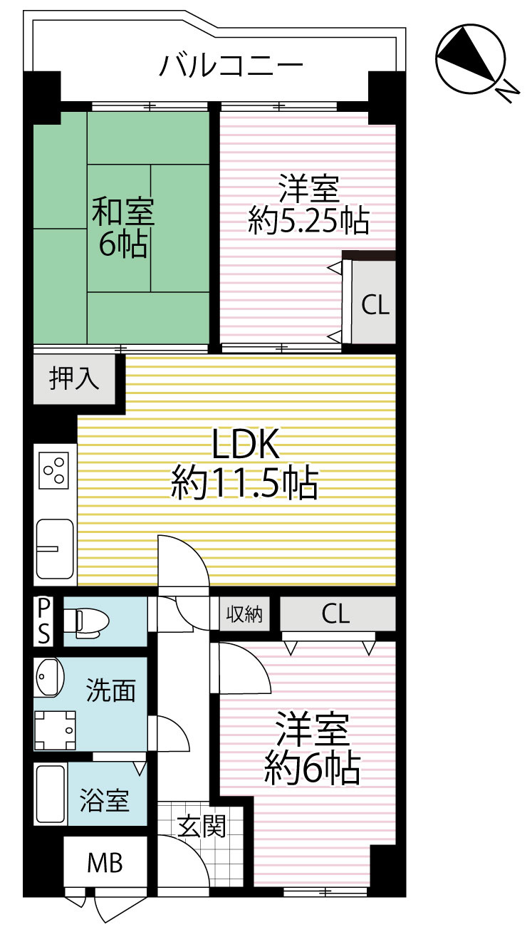 ◆令和７年１１月リフォーム完了◆最総戸数６８８戸のビッグコミュニティ◆桂川ハイツ５号館の間取り