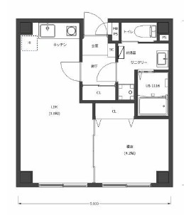 Lotso平和島の間取り|間取り　南向きの1LDK